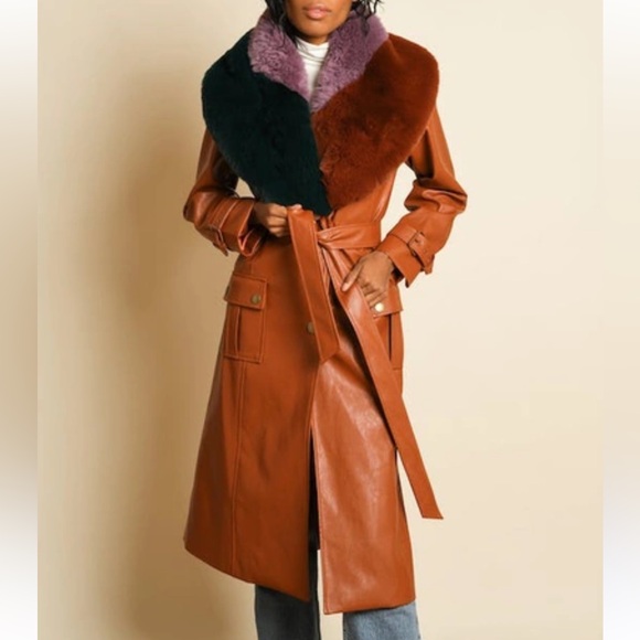 Anthropologie Jackets & Blazers - Hutch Anthropologie Bowie Faux Fur Coat Jacket in orange size XXS NWOT